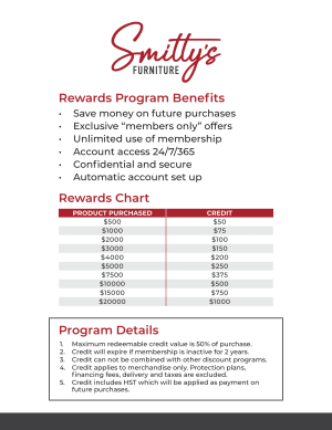 Smitty's Fine Furniture Rewards Chart